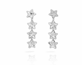 Pendientes de estrella de platino con enhebrador: Pt950 Celestial Shimmer
