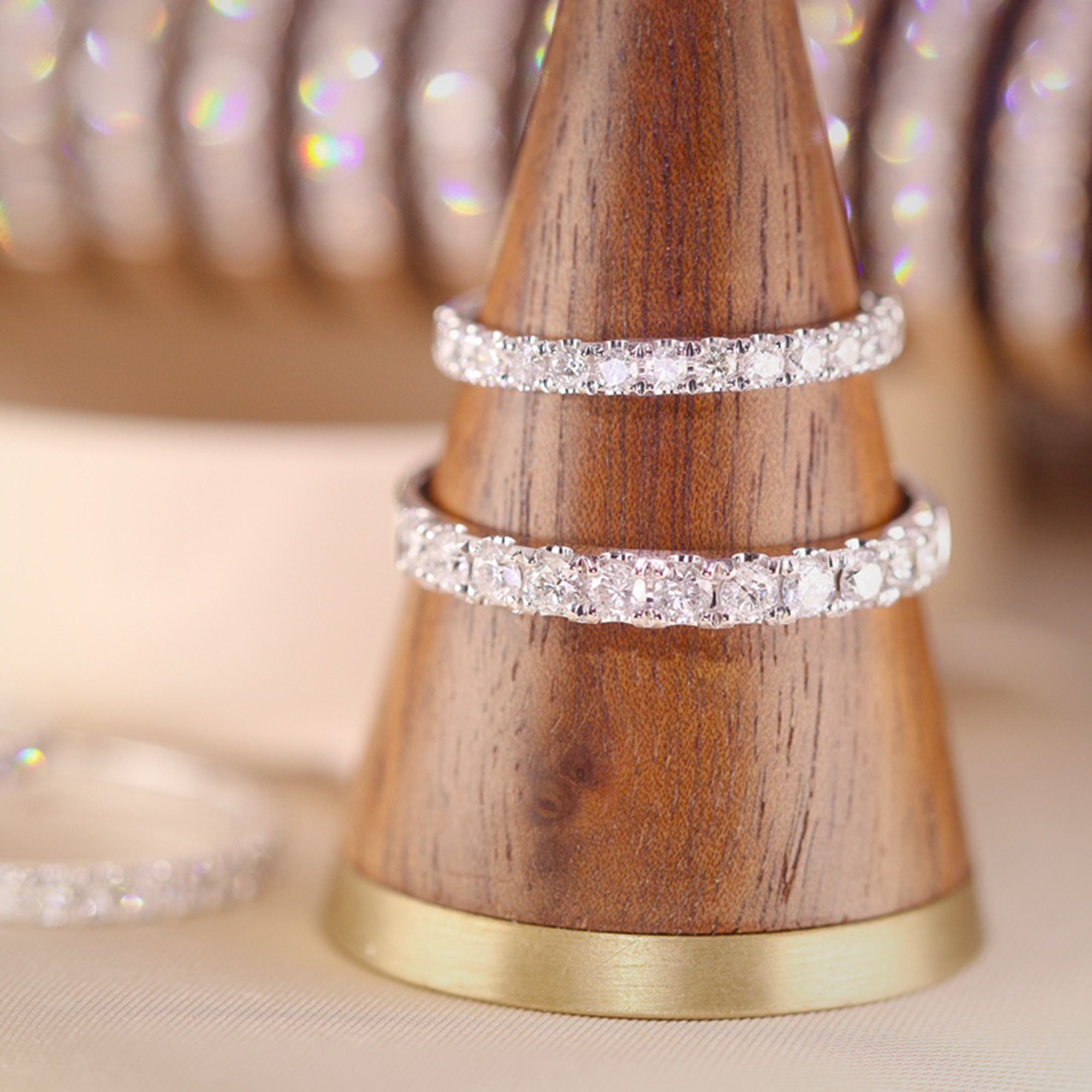 18K Solid Gold Diamond Half Eternity Ring - Fine Jewellery Wedding Band ...