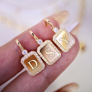 Colgante de diamantes naturales Collar de oro macizo de 18 quilates Colgante con iniciales de letras Collar personalizado Letras personalizadas para mujeres Regalo para ella