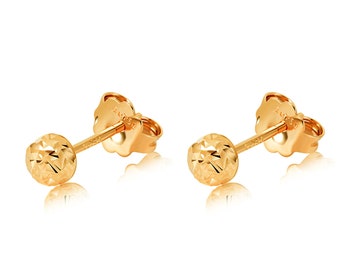 Pendientes de media esfera de oro macizo de 18 quilates: minimalistas, cortados con láser