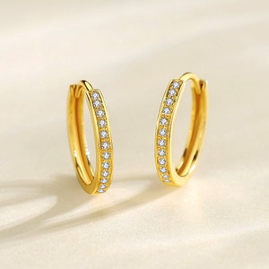 Natural Diamond Earrings 18K Solid Gold Earrings Rose Gold Yellow Gold White Gold Hoop Earrings for Women Gift for Her
