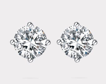 Aretes de platino con diamantes cultivados en laboratorio: unisex, engastados en bisel, PT950