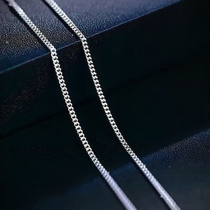 Solid Platinum Necklace Plain Pt950 Necklace Minimalist Jewellery Thin Curb Chain Platinum Unisex Necklace for Men Necklace for Women
