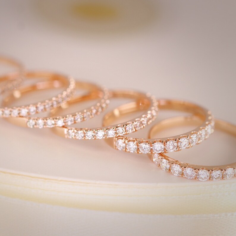 18K Solid Gold Diamond Half Eternity Ring - Fine Jewellery Wedding Band ...