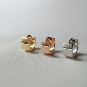 18K Solid Gold Earring Plain Cartilage Earring Helix Small Hoop White Gold Rose Gold Earring for Unisex Earring for Women Earring for Men