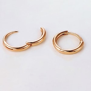 18K Solid Gold Earrings Plain Gold Minimalist Jewellery Gold Dainty Earrings Gold Cartilage Earrings Solid Gold Hoop Earrings for Unisex