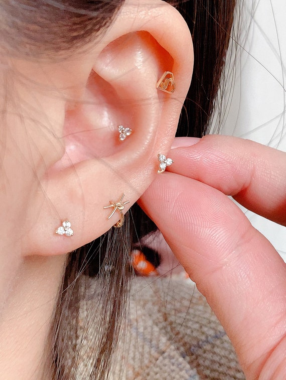 Solid gold dainty sale earrings