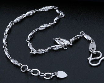 Solid Platinum Bracelet Pt950 Laser Cut Chain Bracelet Link Bracelet Personalised Bracelet for Unisex Bracelet for Her Bracelet for Him