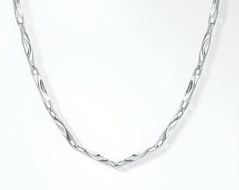 Solid Platinum Barleycorn Chain Necklace: Minimalist Unisex Jewellery
