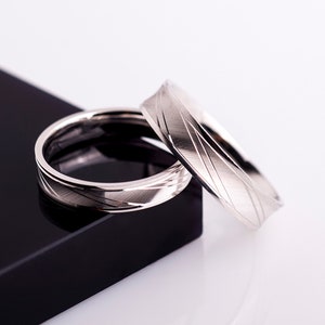Bague en platine Bague PT950 Bague sur mesure en platine Bague à motifs découpée au laser Bague de fiançailles en platine Alliance pour couple
