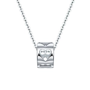 Pt950 Platinum Necklace: Die-Cut Heart Pendant, Minimalist Jewellery