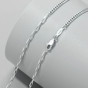 Dual Motif PT950 Platinum Paperclip Curb Chain Necklace - Unisex Minimalist Design