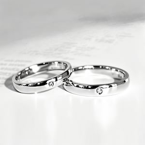 Solid Platinum Ring Pt950 Ring One Diamond Platinum Ring Wedding Jewellery Customised Wedding Band Bespoke Wedding Ring for Couple