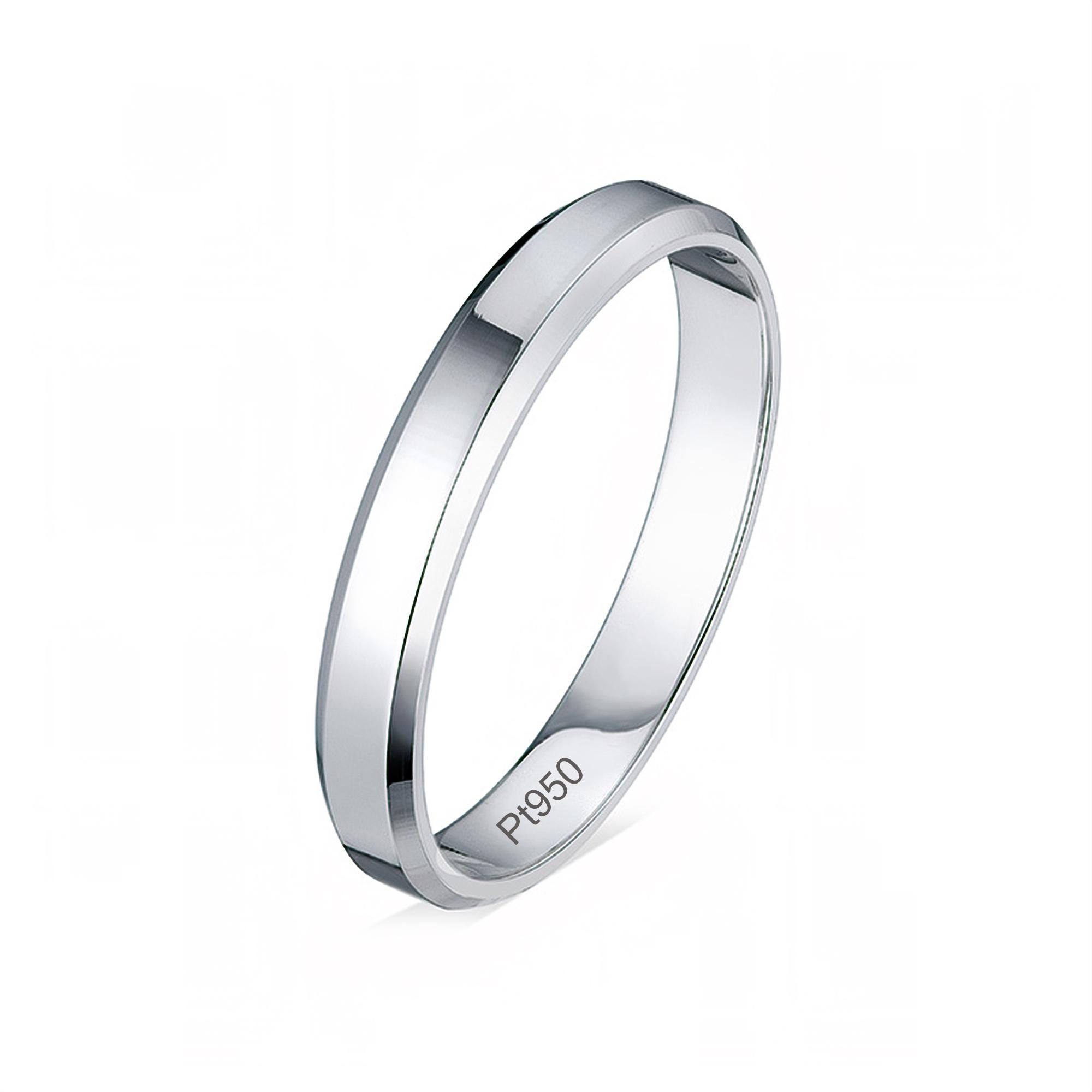 Solid Pt950 Platinum Ring: Unisex Beveled Wedding Band - Etsy