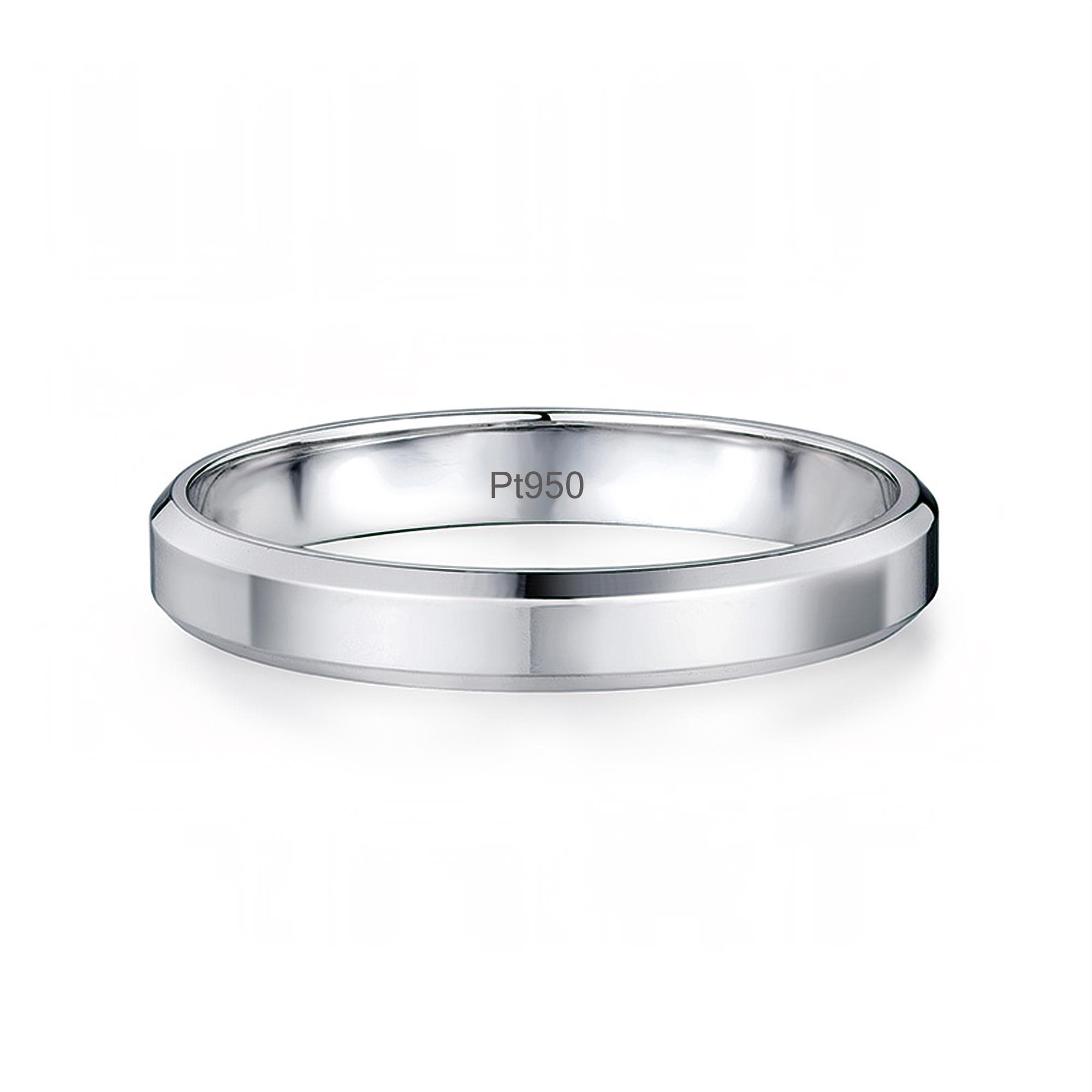 Solid Pt950 Platinum Ring: Unisex Beveled Wedding Band - Etsy