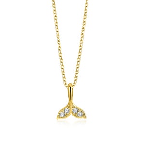 18K Solid Gold Necklace Whale Tail Pendant 14K Gold Necklace Minimalist Jewellery Sea Creature Jewellery Ocean Pendant Necklace for Women
