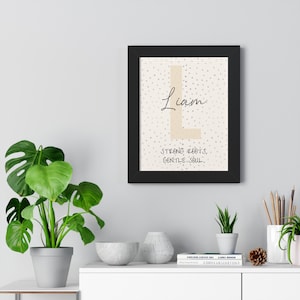 Liam Nursery Name Poster – Printable Baby Boy Name Art – Strong Roots Gentle Soul – PDF Download
