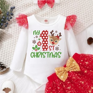 mijn eerste kerst SVG, rendieren SVG, baby meisje SVG, DXF, PNG, EPS, Jpeg, voor cut-bestand, Cricut, silhouet, print, Instant download