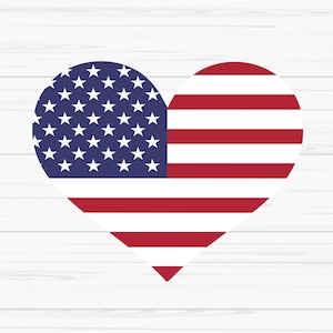 coração americano svg, 4 de julho svg, bandeira coração svg, svg patriótico, Dxf, Png, Eps, jpeg, arquivo cortado, Cricut, silhueta, impressão, download instantâneo