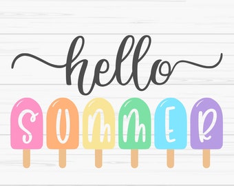 hello summer svg, summer svg, ice cream svg, summer sign svg, Dxf, Png, Eps, jpeg, Cut file, Cricut, Silhouette, Print, Instant download