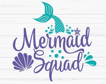 mermaid squad svg, summer svg, baby kids svg, mermaid svg, Dxf, Png, Eps, jpeg, Cut file, Cricut, Silhouette, Print, Instant download