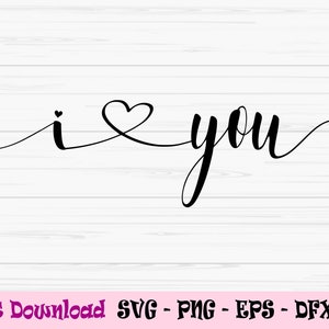 Kocham Cię SVG, Serce Walentynki SVG, Dxf, Png, Eps, Jpeg, do pliku Cut, Cricut, Sylwetka, Wydruk, Natychmiastowe pobieranie