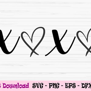 xoxo SVG, Valentijnsdag svg, liefde en kusjes svg, Dxf, Png, Eps, Jpeg, voor Cut bestand, Cricut, Silhouet, Print, Instant download