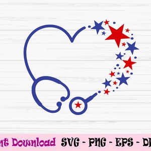 Herz Stethoskop svg, 4. Juli Stethoskop svg, Krankenschwester svg, Dxf, Png, Eps, jpeg, Cut Datei, Cricut, Silhouette, Druck, Sofort Download