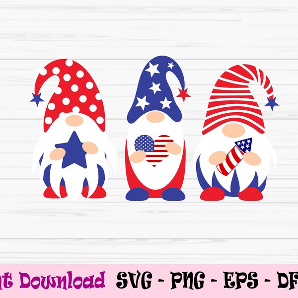 american gnomes svg, 4th of july gnomes svg, baby kids svg, Dxf, Png, Eps, jpeg, Cut file, Cricut, Silhouette, Print, Instant download