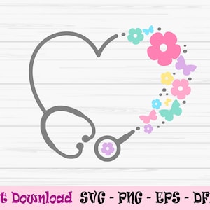 Herz Stethoskop svg, Frühling Ostern Stethoskop svg, Krankenschwester svg, Dxf, Png, Eps, jpeg, Cut File, Cricut, Silhouette, Druck, Sofortiger Download
