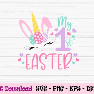mon premier easter svg, easter bunny unicorn svg, eggs unicorn svg, Dxf, Png, Eps, jpeg, Cut file, Cricut, Silhouette, Print, Instant download