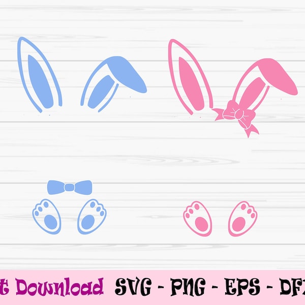 easter bunny monogram svg, pink blue bunny svg, baby boy girl svg, Dxf, Png, Eps,jpeg, Cut file, Cricut, Silhouette, Print, Instant download