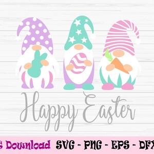 happy easter gnome svg, happy easter svg, baby kids easter svg, Dxf, Png, Eps, jpeg, Cut file, Cricut, Silhouette, Print, Téléchargement instantané