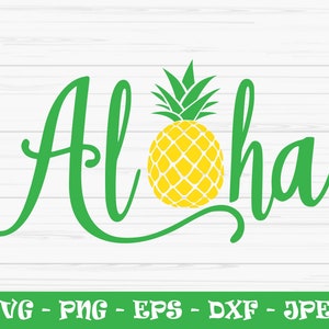 aloha svg, verano svg, piña svg, vacaciones svg, Dxf, Png, Eps, jpeg, Cortar archivo, Cricut, Silueta, Imprimir, Descarga instantánea