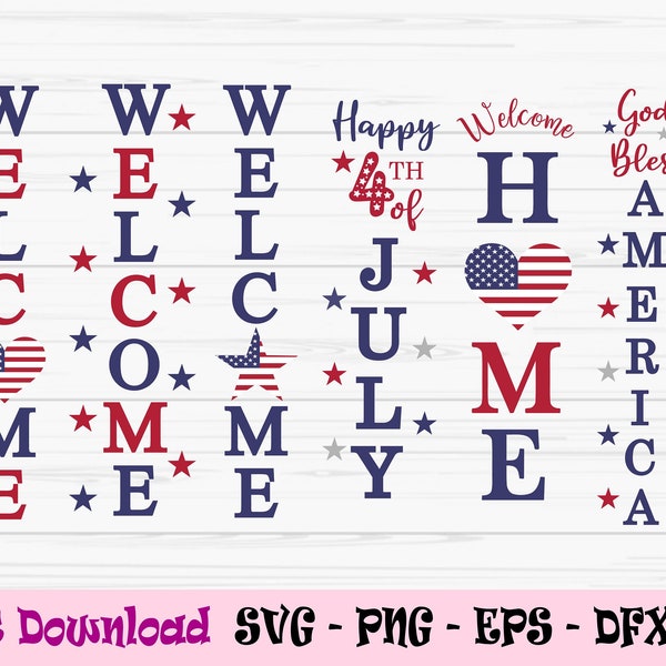 american porch sign bundle svg, 4th of july svg, porch sign svg, Dxf, Png, Eps, jpeg, Cut file, Cricut, Silhouette, Print, Instant download