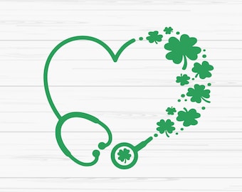 heart stethoscope svg, st patricks day svg,clover svg, nurse svg, Dxf, Png, Eps, jpeg, Cut file, Cricut, Silhouette, Print, Instant download