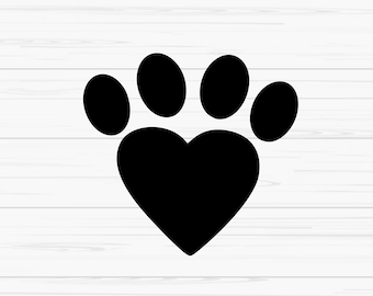 Paw print heart shape svg, valentine paw print svg, dog paw, Dxf, Png, Eps, Jpeg, for Cut file, Cricut, Silhouette, Print, Instant download
