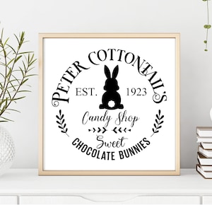 Cotton tail’s candy shop svg, sweet, farmouse easter sign svg, Dxf, Png, Eps, jpeg, Cut file, Cricut, Silhouette, Print, Téléchargement instantané