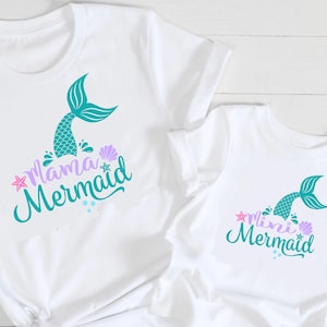 mini mermaid svg, mama mermaid, summer svg, mommy and me svg, Dxf, Png, Eps, jpeg, Cut file, Cricut, Silhouette, Print, Instant download