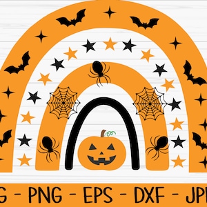 halloween rainbow svg, halloween svg, pumpkin svg, kids svg, Dxf, Png, Eps, jpeg, Cut file, Cricut, Silhouette, Print, Instant download