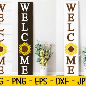 panneau de porche de bienvenue svg, été svg, tournesol svg, Dxf, Png, Eps, jpeg, Fichier coupé, Cricut, Silhouette, Imprimer, Téléchargement instantané