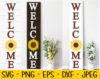 welkom veranda bord svg, zomer svg, zonnebloem svg, Dxf, Png, Eps, jpeg, Cut bestand, Cricut, Silhouet, Print, Instant download