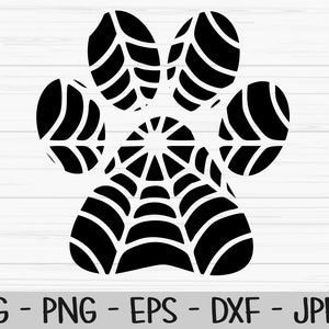 spinnenweb poot print svg, Halloween SVG, hond svg, hond bandana svg, Dxf, Png, Eps, jpeg, Cut bestand, Cricut, Silhouet, Print, Instant download