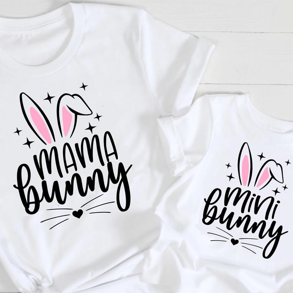 easter mommy and me svg, mama bunny svg, mini bunny svg, easter, Dxf, Png, Eps, jpeg, Cut file, Cricut, Silhouette, Print, Instant download