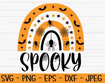 halloween rainbow svg, halloween svg, svg espeluznante, niños svg, Dxf, Png, Eps, jpeg, Cortar archivo, Cricut, Silueta, Imprimir, Descargar al instante