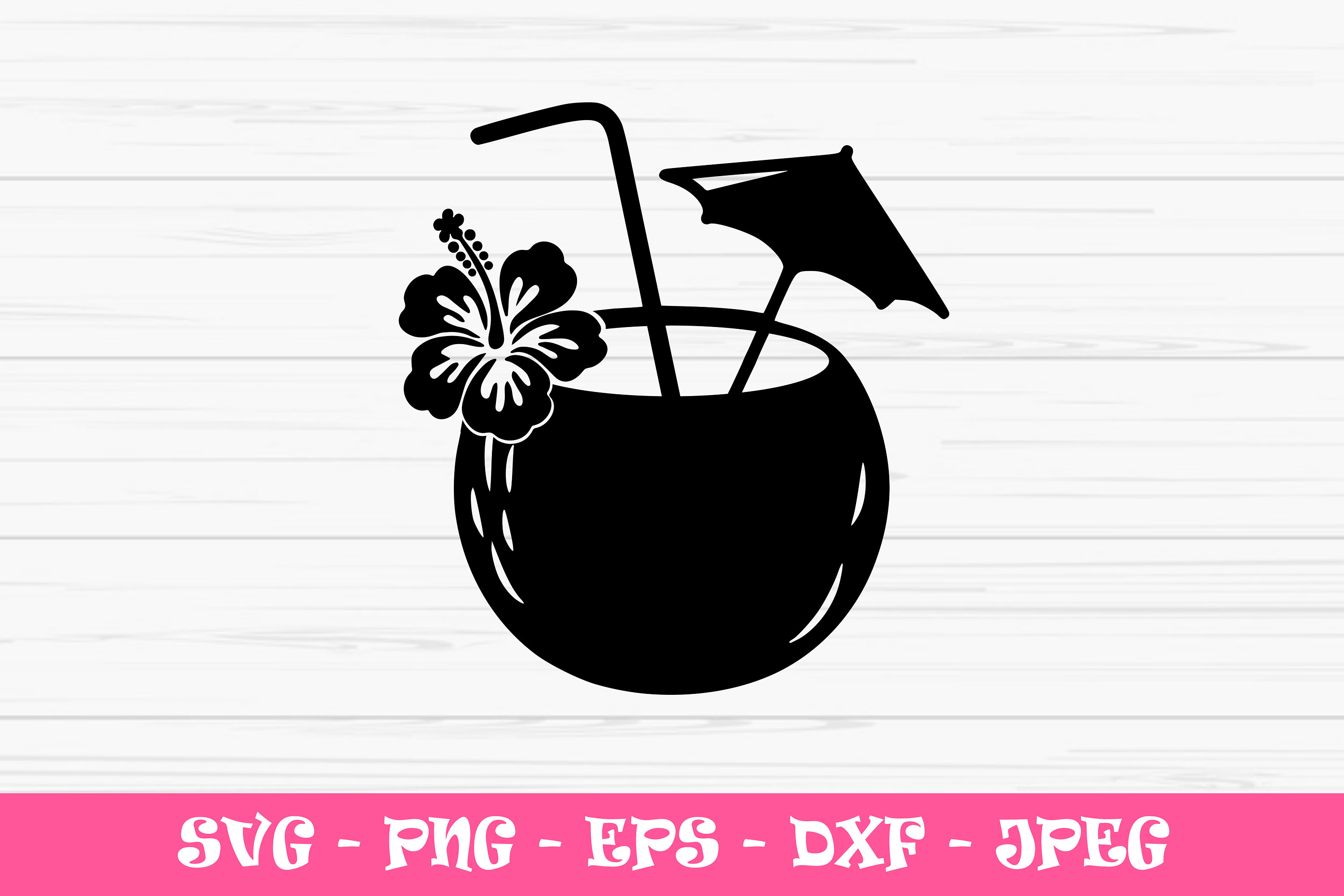 Coconut Cocktail Svg Summer Svg Coconut Drink Svg Dxf Png Etsy
