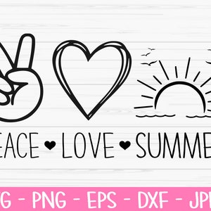 peace love summer svg, summer svg, peace love sign svg, Dxf, Png, Eps, jpeg, Cut file, Cricut, Silhouette, Print, Instant download