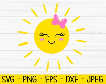 sun cute face svg, summer svg, sun svg, baby kids svg, Dxf, Png, Eps, jpeg, Cut file, Cricut, Silhouette, Print, Instant download