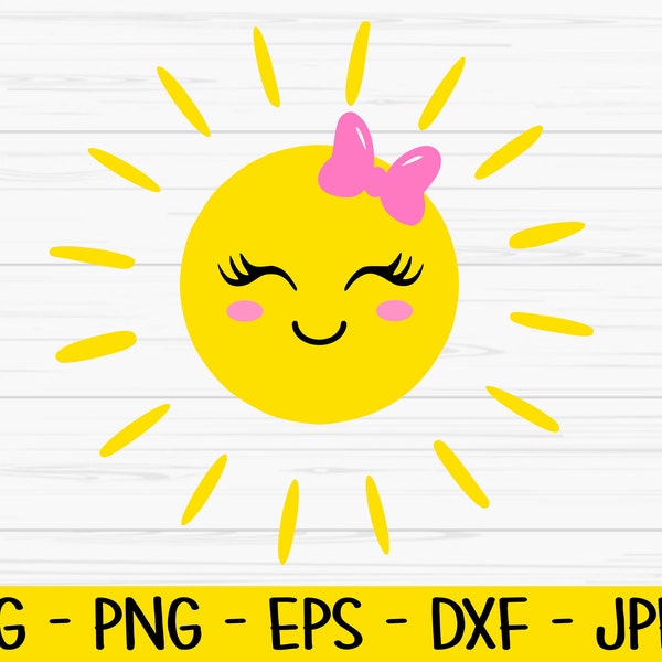 sun cute face svg, summer svg, sun svg, baby kids svg, Dxf, Png, Eps, jpeg, Cut file, Cricut, Silhouette, Print, Instant download