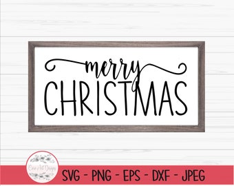 May include: A wood framed sign with the text "merry christmas" in a handwritten font.